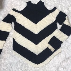 Stripped open shoulder sweater